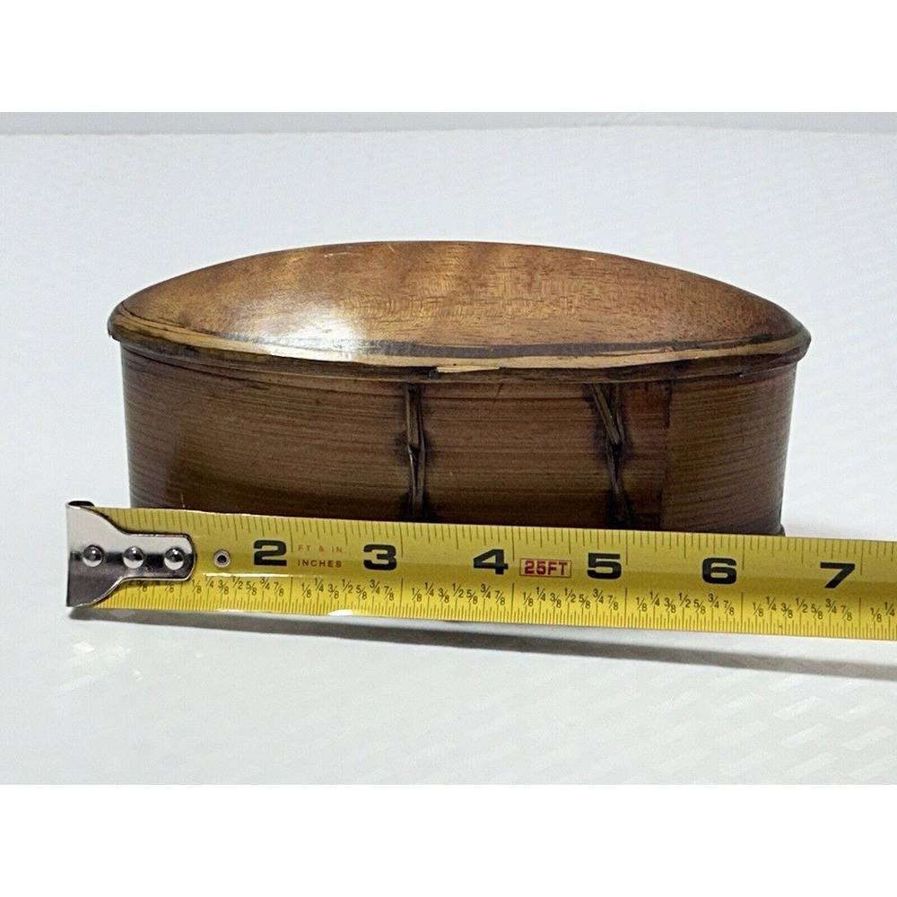 Thai‎ AKHA Hill Tribe Bamboo Mulberry Wood Oval Tobacco Box 2.5” - Picture 8 of 13